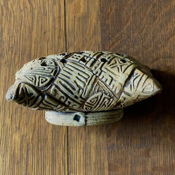 Japanese Ikebana Pillow Planter, flower arranging frog, stoneware, Asian motif - Picture 6 of 6